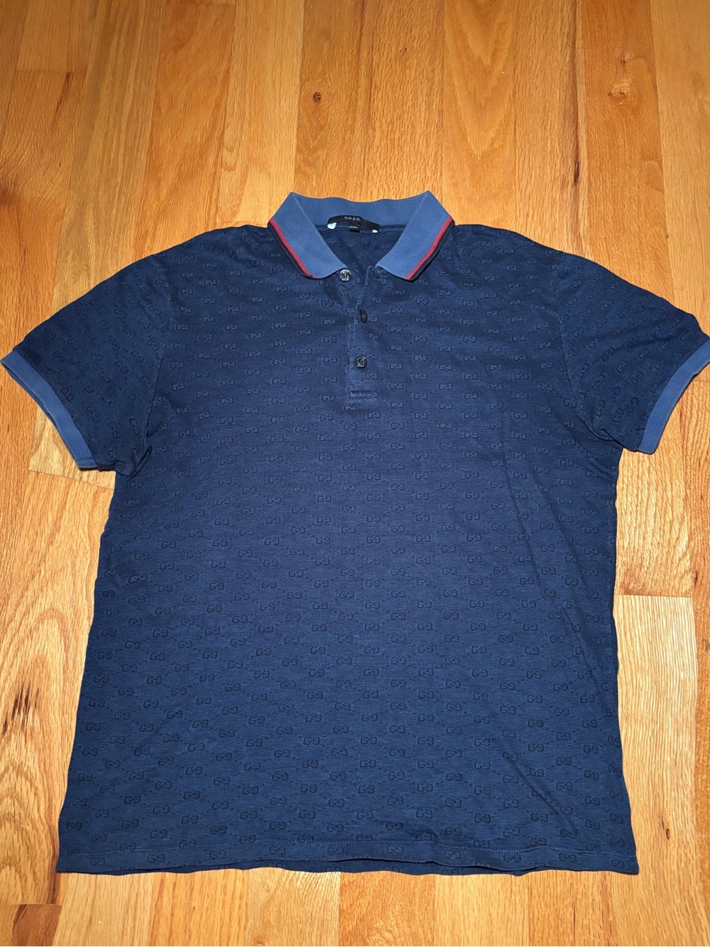 Gucci GG Blue Red Polo Shirt Size Medium US / XXL Italian